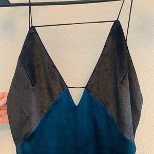 AQ/AQ Velvet Midi Dress - Teal & Black - Size 0 - never worn